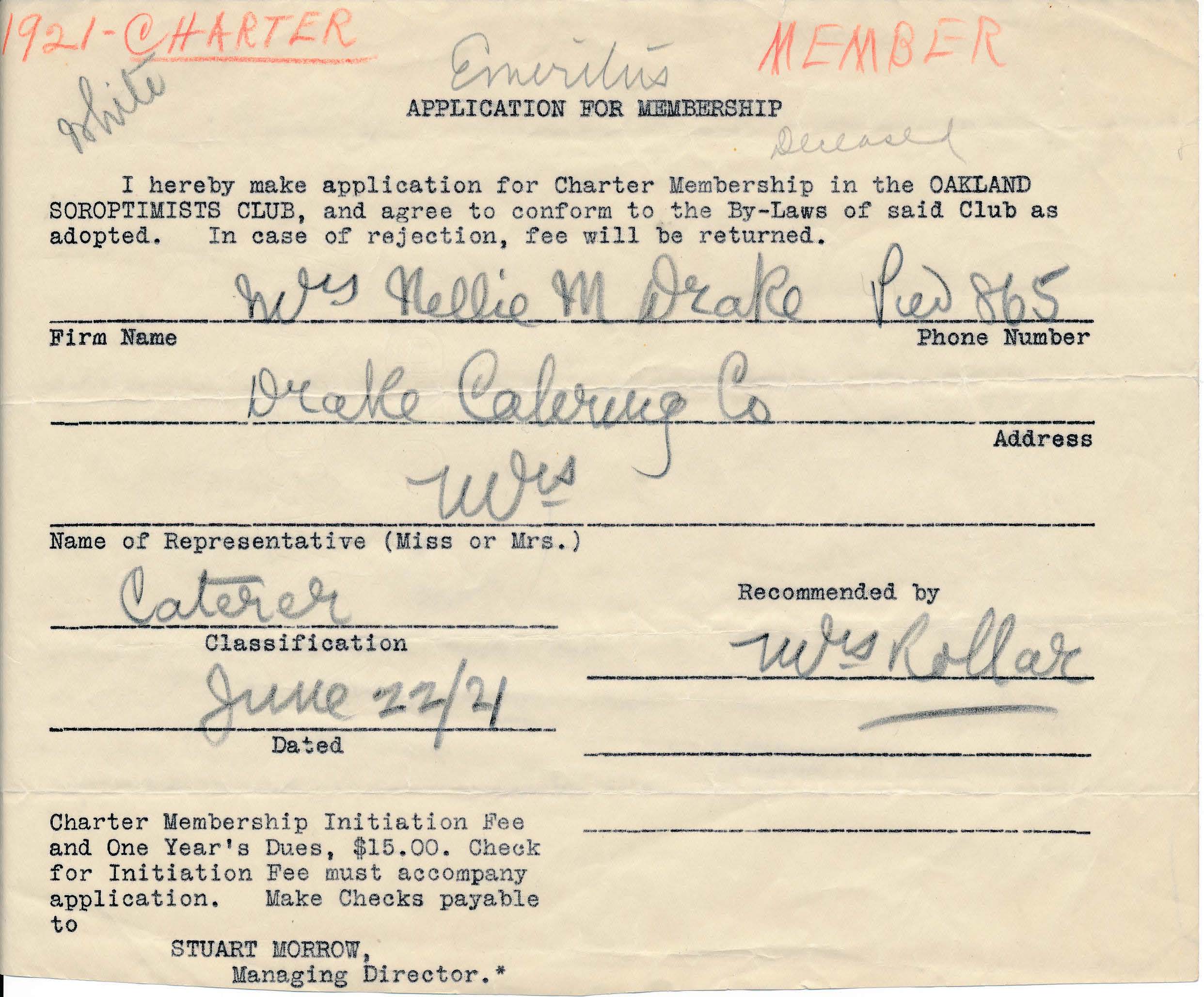 #ThisDayInSIA July 11, 1921 Nellie Drake application